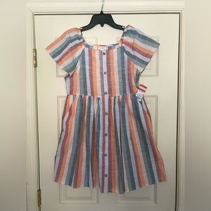 Cat & Jack Square-Neck Mini Dress in Festival Stripe